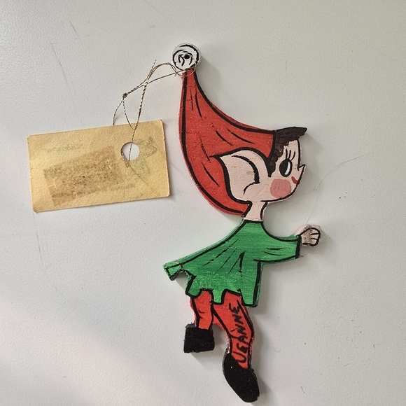 Vintage Handcrafted Wood Elf Ornament - Picture 3 of 4